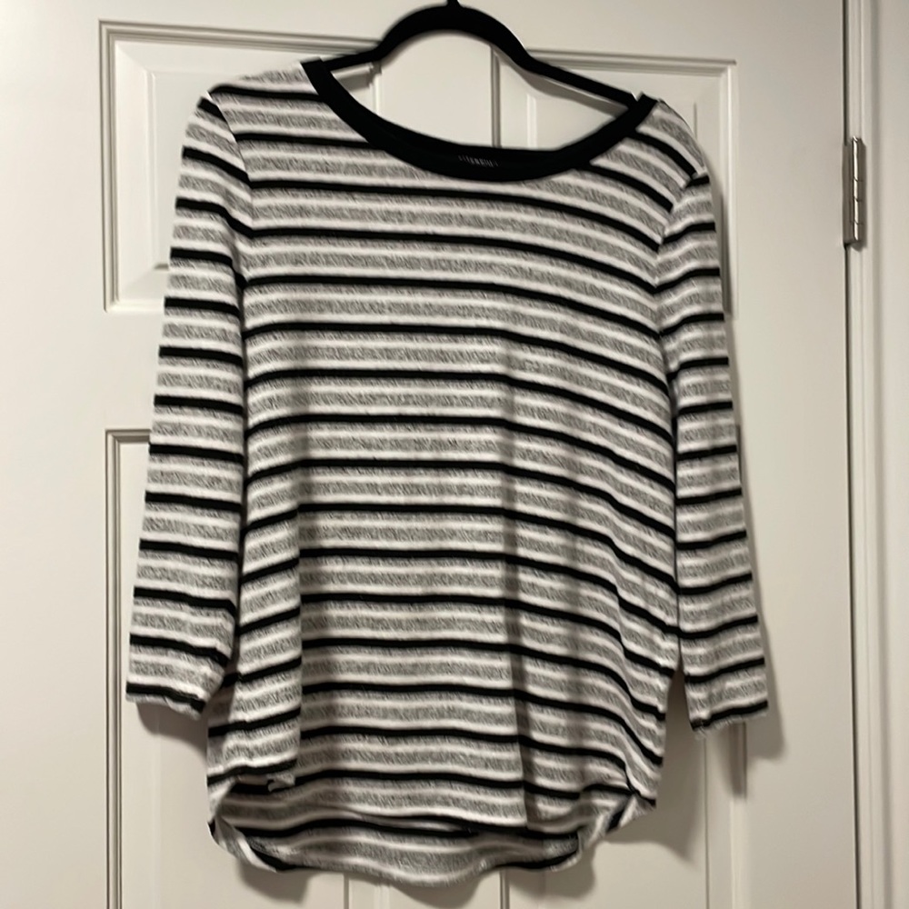 Liverpool Black and White Striped Sweater, Sz M